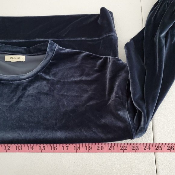 Madewell Womens Blue Velour Blouse Size M Long Sleeve Pullover Stretch Casual - Picture 6 of 9